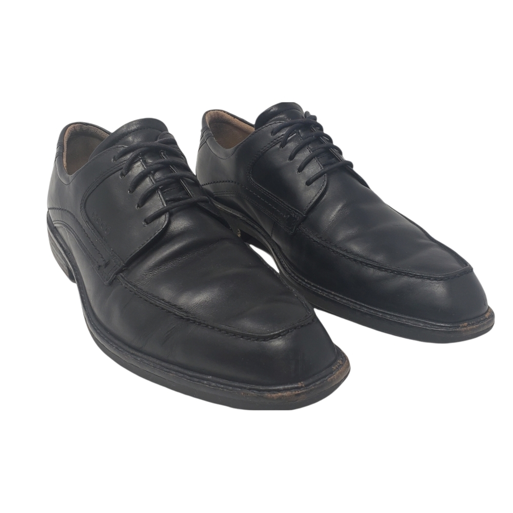 Ecco‎ Black Leather Derby Shoes Size Eur 45 US 11 Lace Up